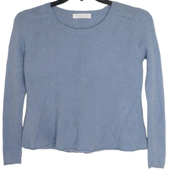Decker Luxe 100% Cashmere Sweater Crew Neck Long Sleeve Lightweight Boxy Blue S - Picture 1 of 8
